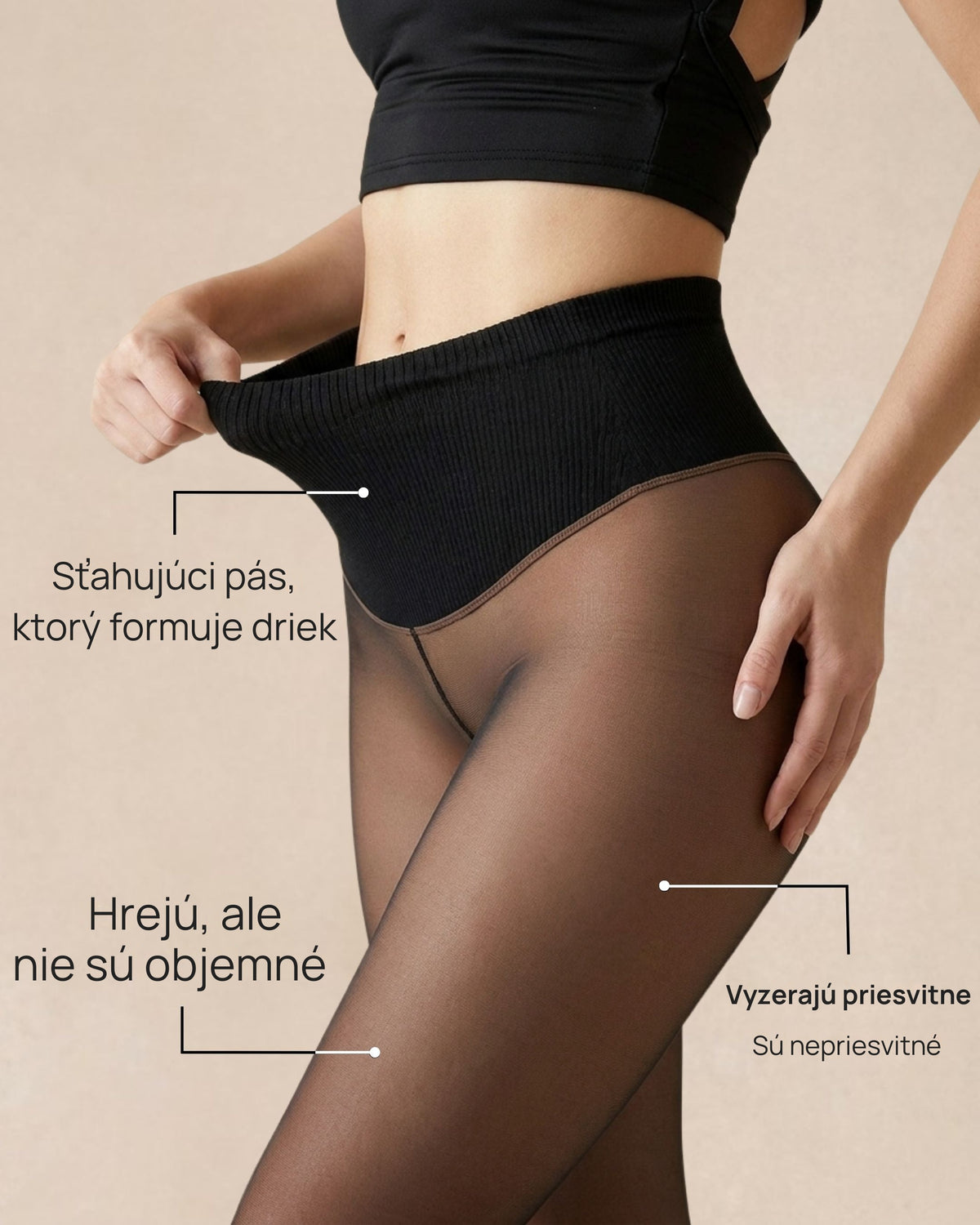 Termo fleecové pančucháče s priehľadným vzhľadom